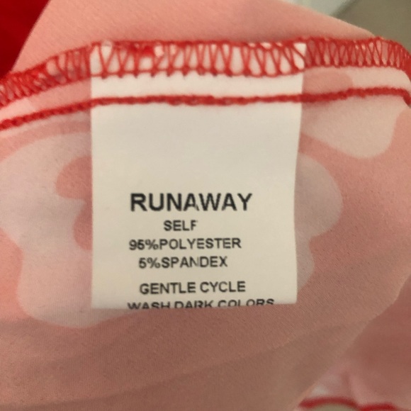 Runaway the label Red White Hawaiian maxi dress spaghetti trap with slit M - Picture 4 of 12